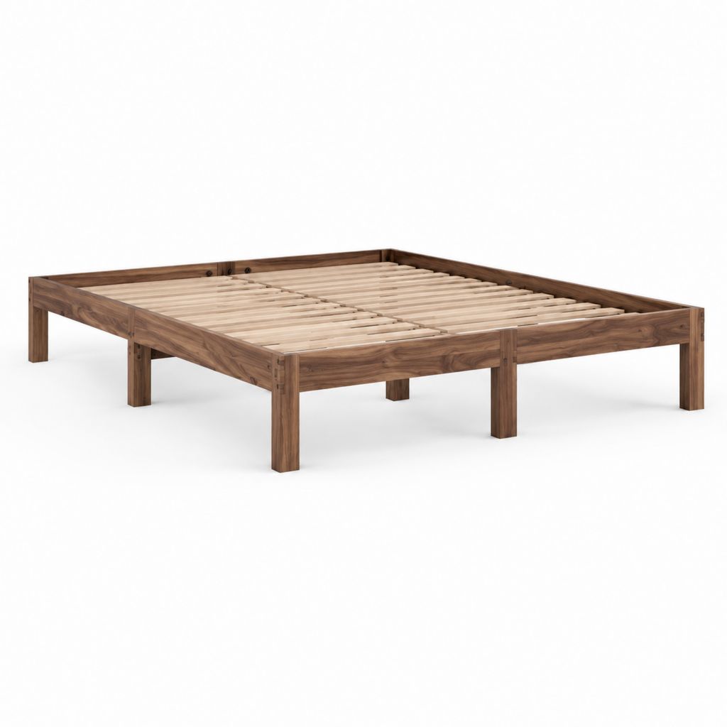 Bettgestell 160 x 200 cm Braun aus massivem Akazienholz mit Lattenrost