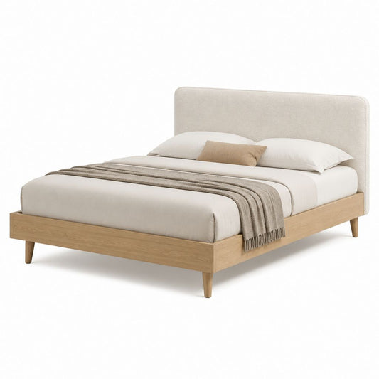 Polsterbett Doppelbett Beige Eichenfurnier Rechteckig 160 x 200 cm
