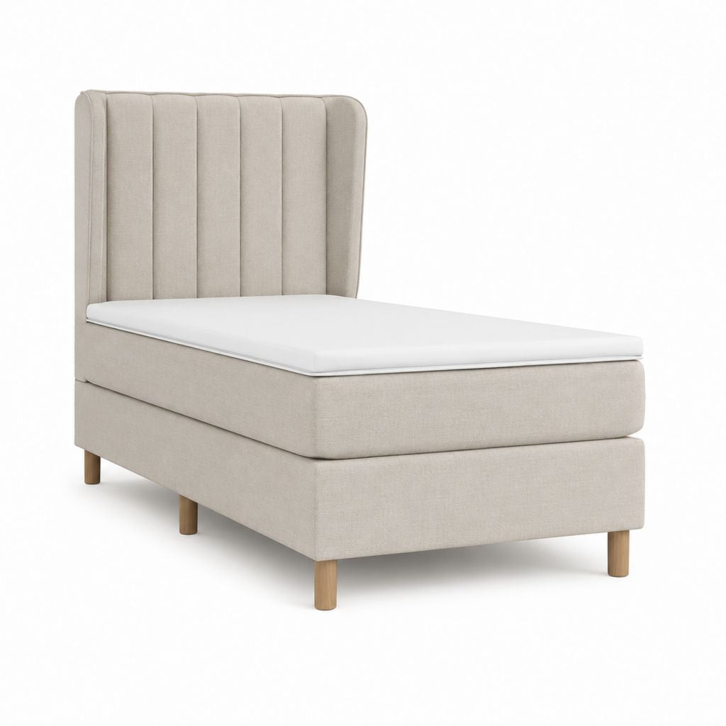 Boxspringbett Einzelbett Beige Polyester Rechteckig 90 x 200 cm