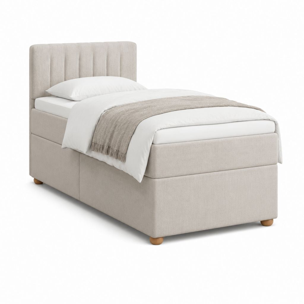 Stauraumbett Polsterbett Beige Polyester Rechteckig 90 x 200 cm
