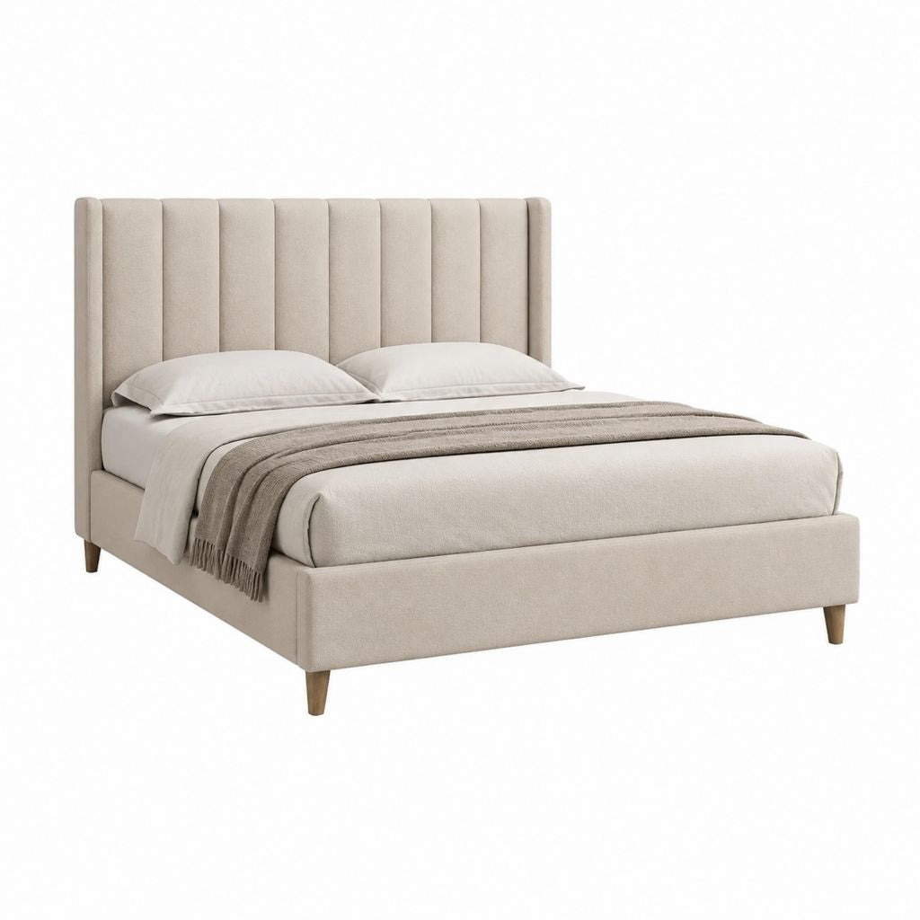 Polsterbett Doppelbett Beige Polyester Rechteckig 160 x 200 cm