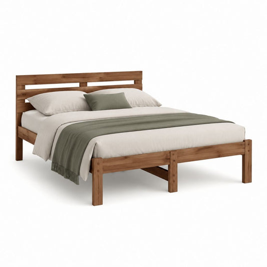 Doppelbett Bettgestell Braun aus massivem Kiefernholz rechteckig mit 160 x 200 cm Liegefläche Außenmaß 168 x 210 x 100 cm