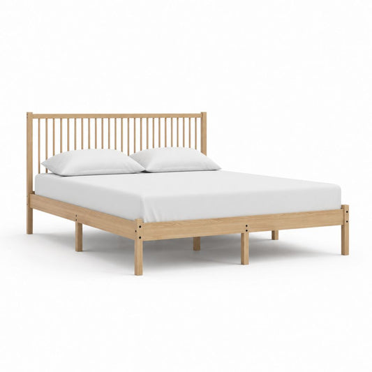 Doppelbett Bettgestell Natur Massives Eichenholz Rechteckig 180 x 200 cm