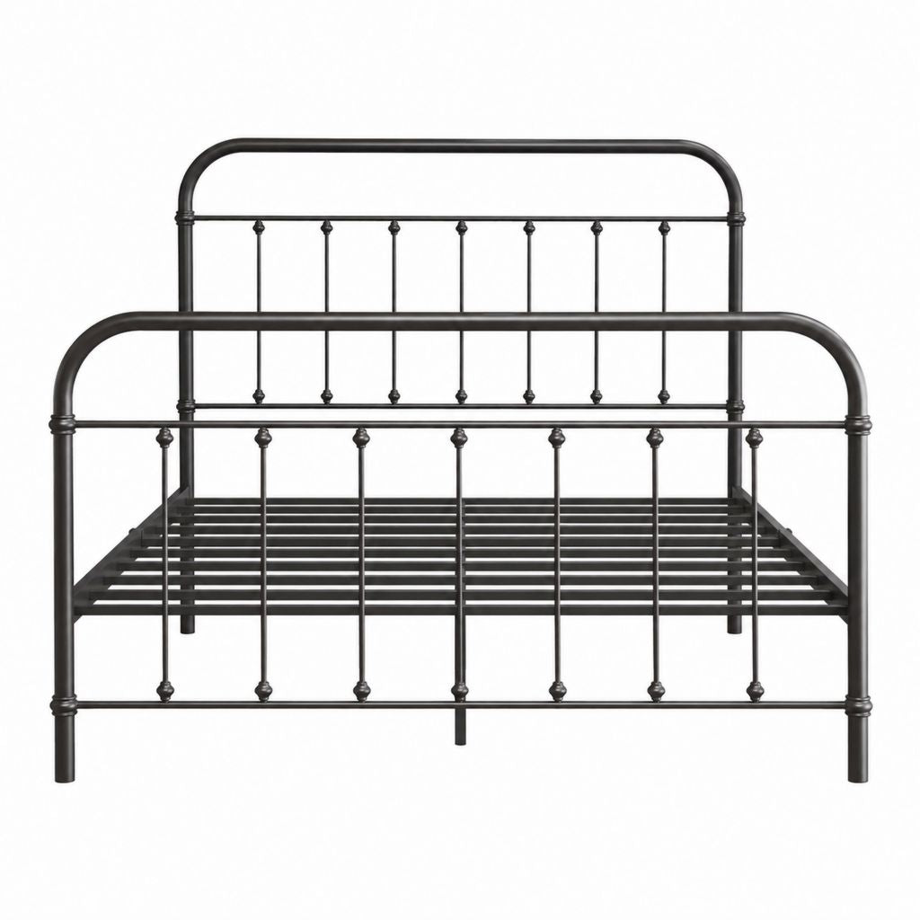 Metallbettgestell Schwarz aus pulverbeschichtetem Stahl rechteckig 160 x 200 cm mit Lattenrost