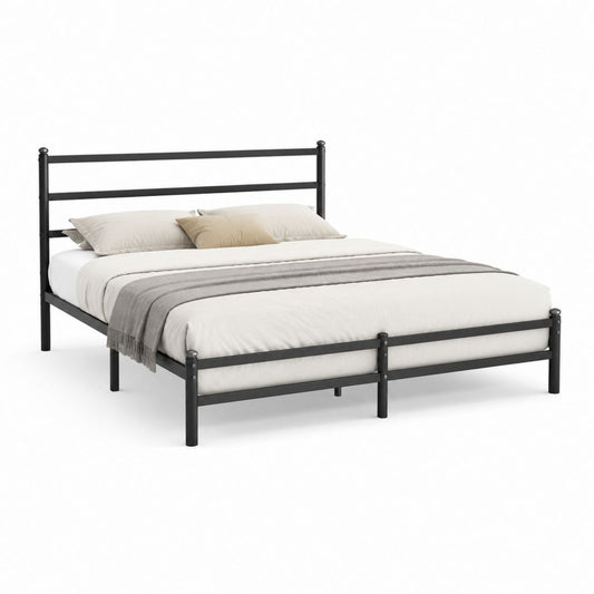 Metallbett Doppelbett Schwarz pulverbeschichteter Stahl rechteckig 160 x 200 cm